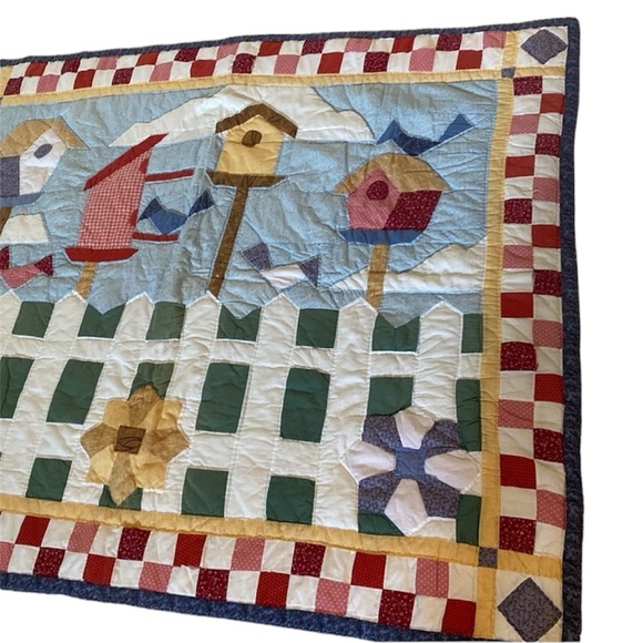 Vintage Hand Stitched Country Bird Houses Quilt Throw Cover Wall Hanging
58"×47" - Picture 3 of 7